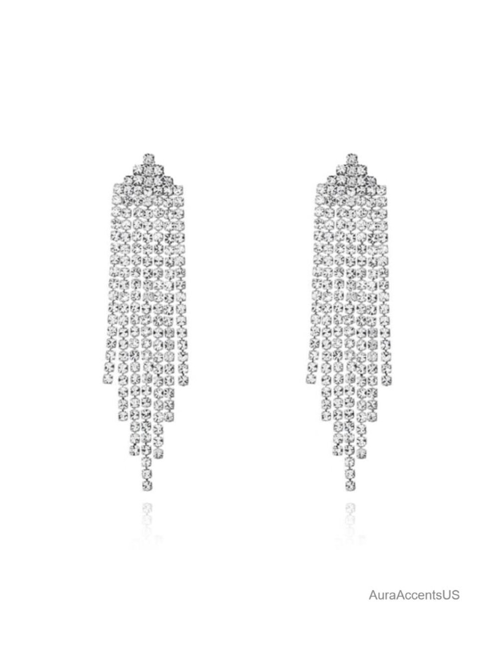Silver Plated Cubic Zirconia Dangle Earrings Sterling Silver Post